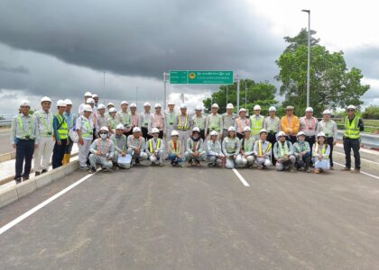 Inspection at Gyaing Kawkareik Bridge Completion, Kayin State